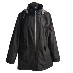 INTL d.e.t.a.i.l.s Women's Black Zip Front Hooded Lined Coat Jacket Size XL